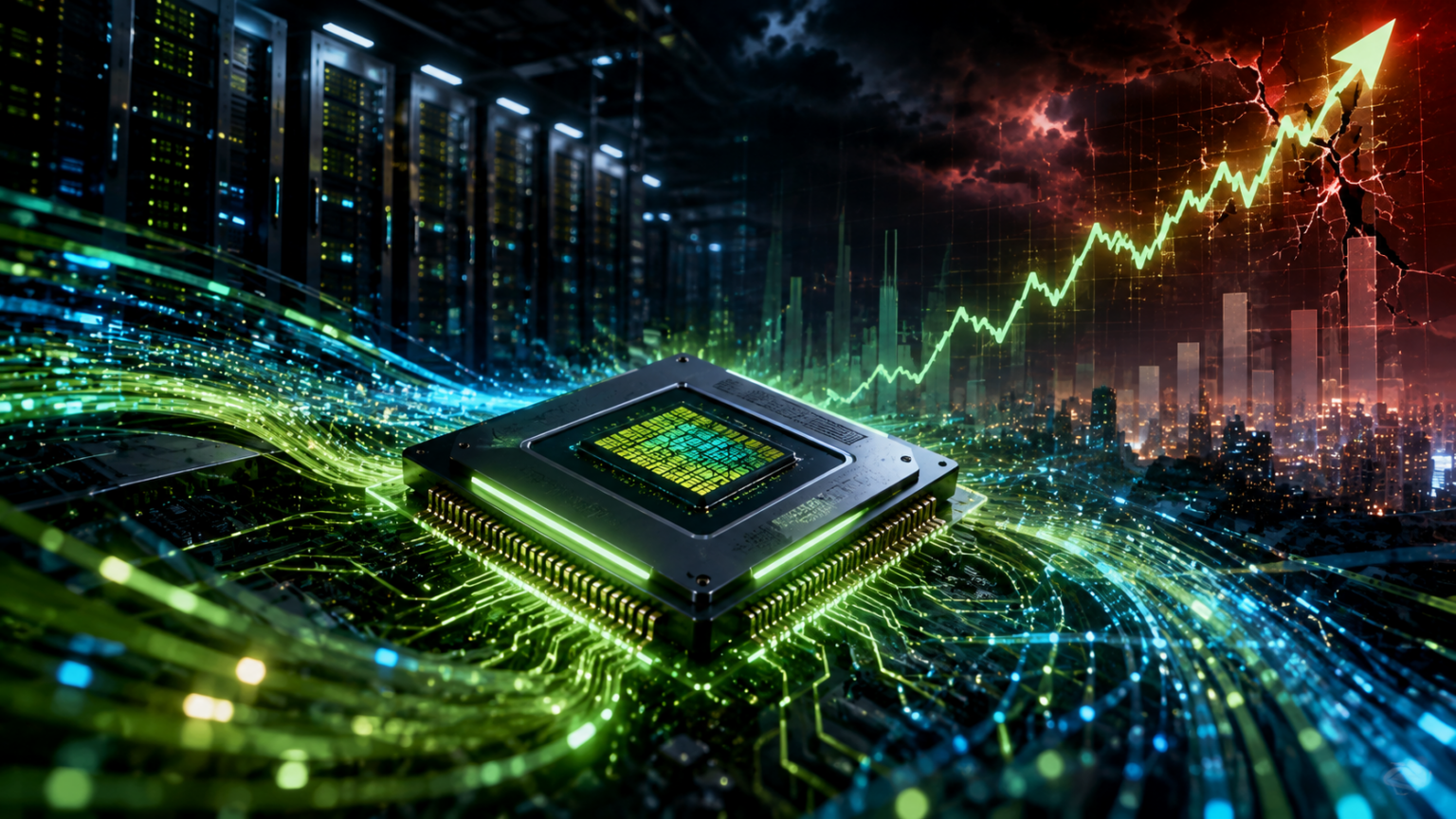 NVIDIAのAI向けデータセンター事業の成長をイメージした画像