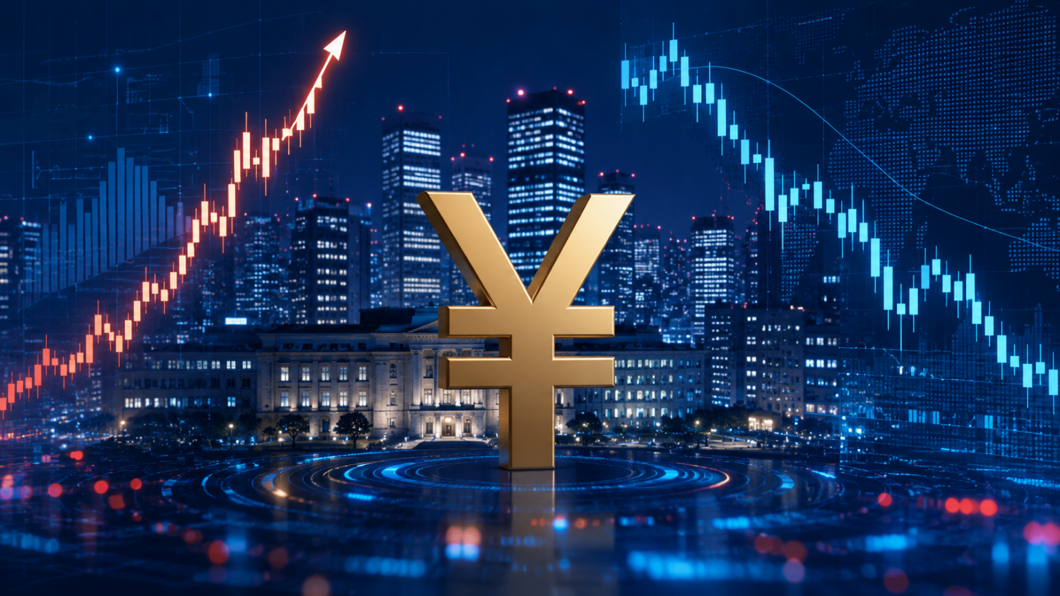 日銀の利上げとドル円相場をイメージした画像