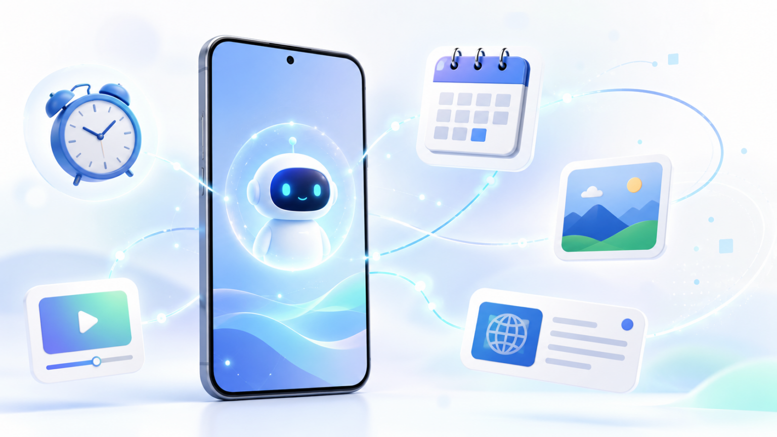 スマートフォンの日常作業をAIがサポートする様子をイメージした画像