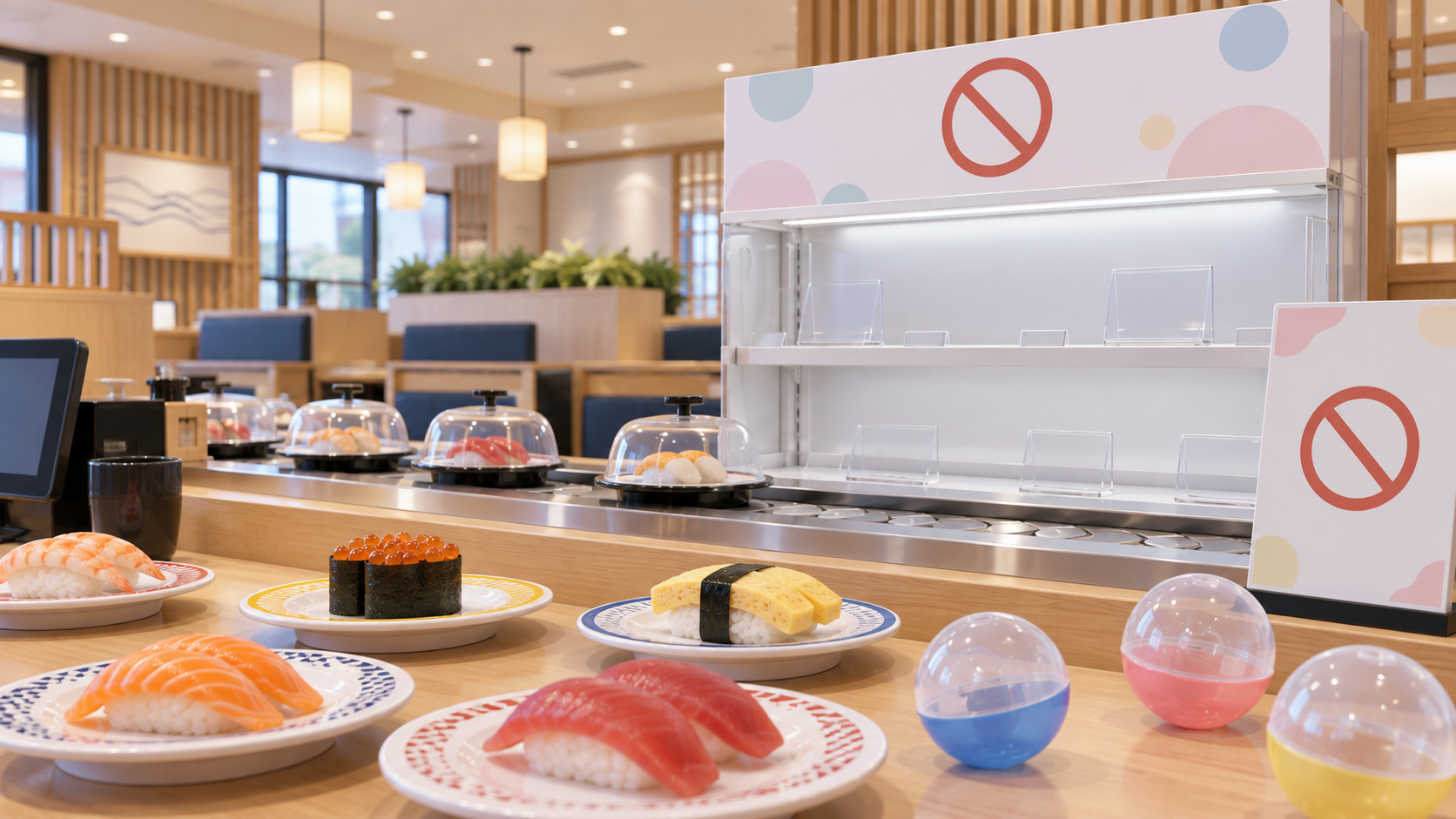回転寿司店のコラボキャンペーンが中止されることを表したイメージ